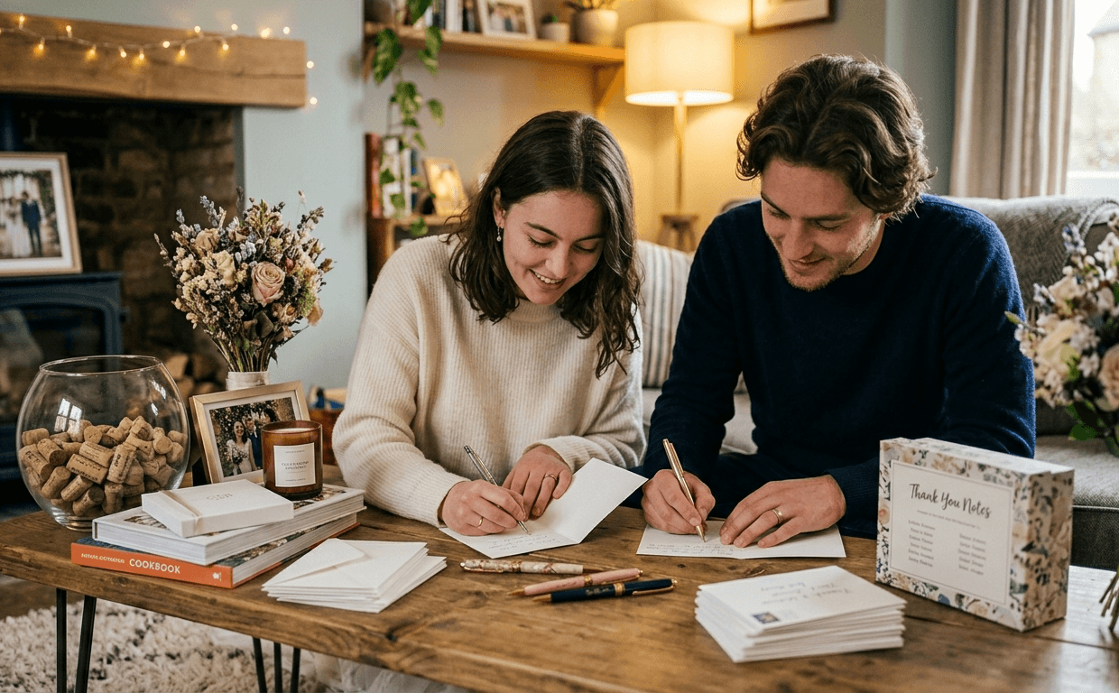 Couple reviewing results after the wedding